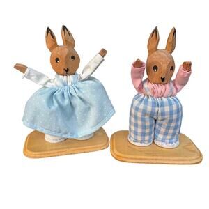 Vintage Lotte Sievers hand carved wooden bunny dollhouse German rare, Easter